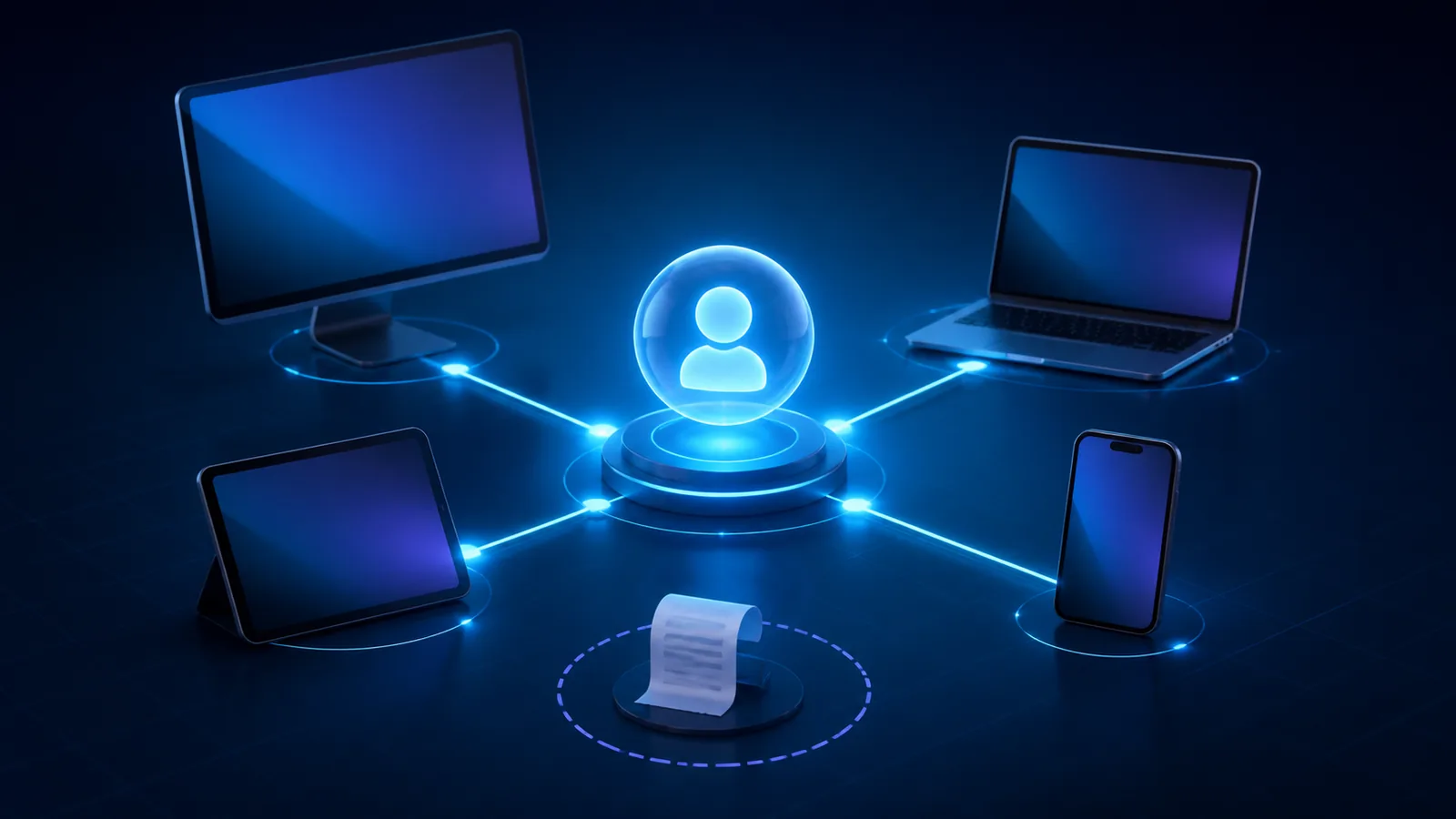 一个 ChatGPT Plus 或 Pro 会员账号跨电脑手机和平板使用的原创示意图